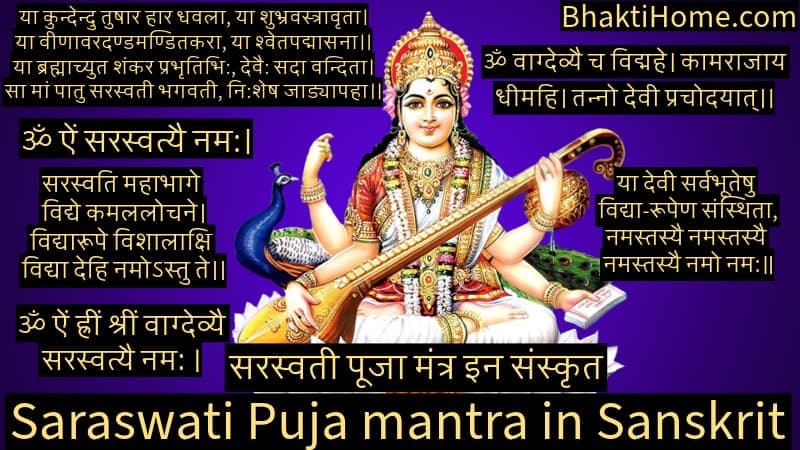 saraswati puja mantra in sanskrit | सरस्वती पूजा मंत्र इन संस्कृत