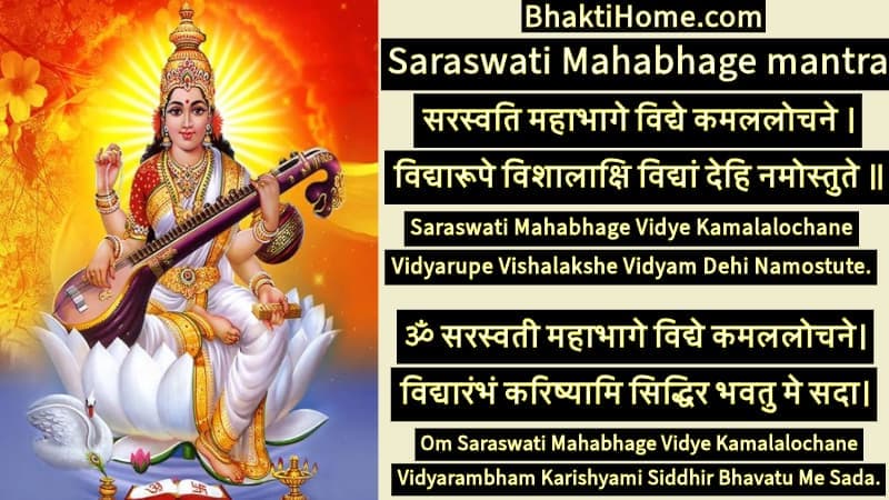 Saraswati mahabhage mantra | सरस्वति महाभागे 